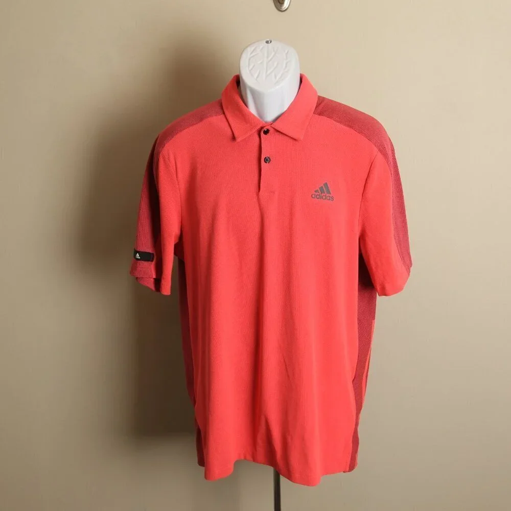 Adidas Golf Polo Shirt Men’s Medium M Pink Gray Short Sleeve EUC ⛳ Athletic 🔥
